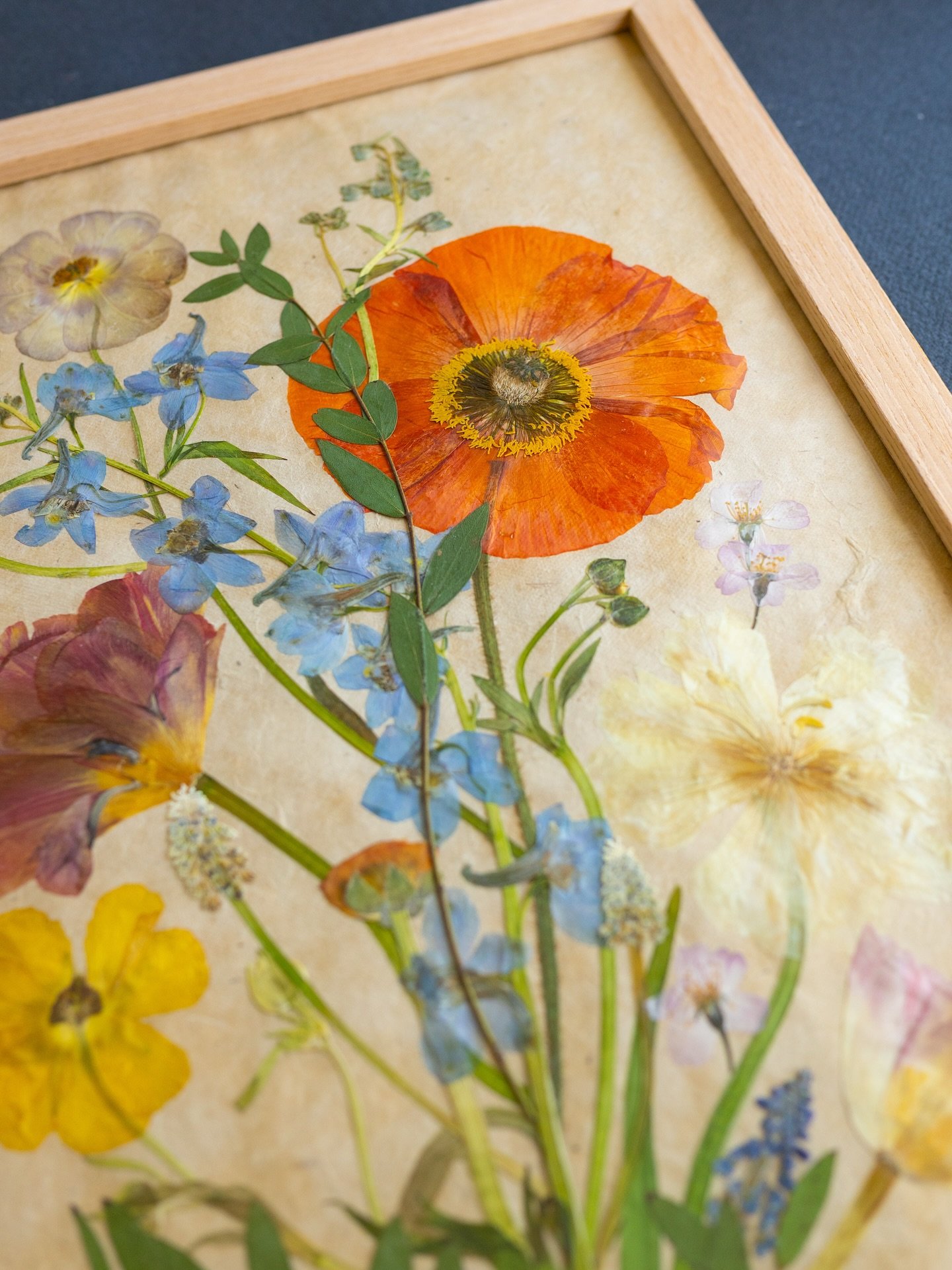 Wedding commission. These were such beautiful flowers to press and create with - so full of joy! Swipe to see a close up of the incredible poppy! 😍

Wedding flowers by @tuckshopflowers 
Press flower artwork by @meadowandthyme 

#weddingflowerpreserv