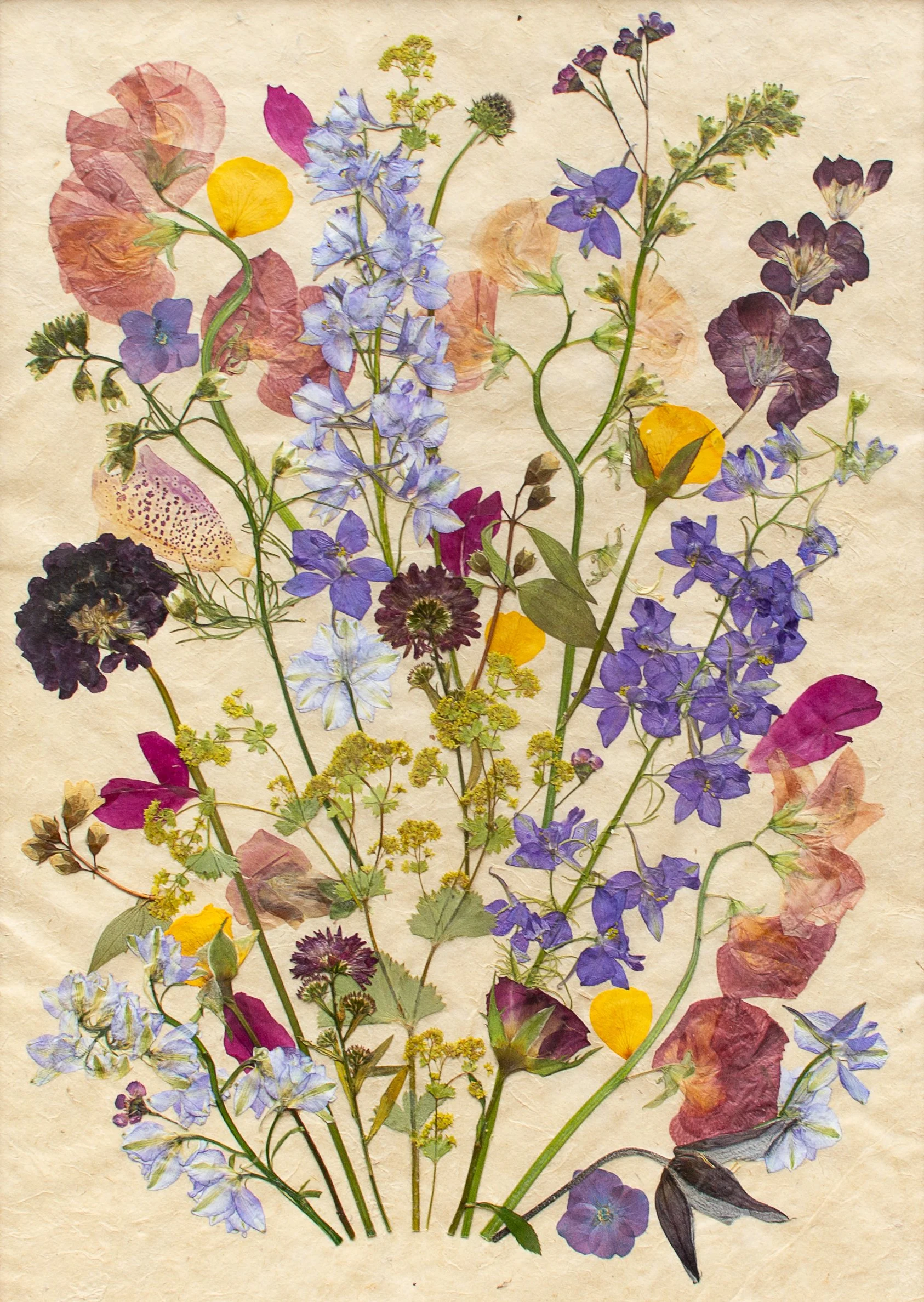 A3 Wild Bouquet style on lokta paper background