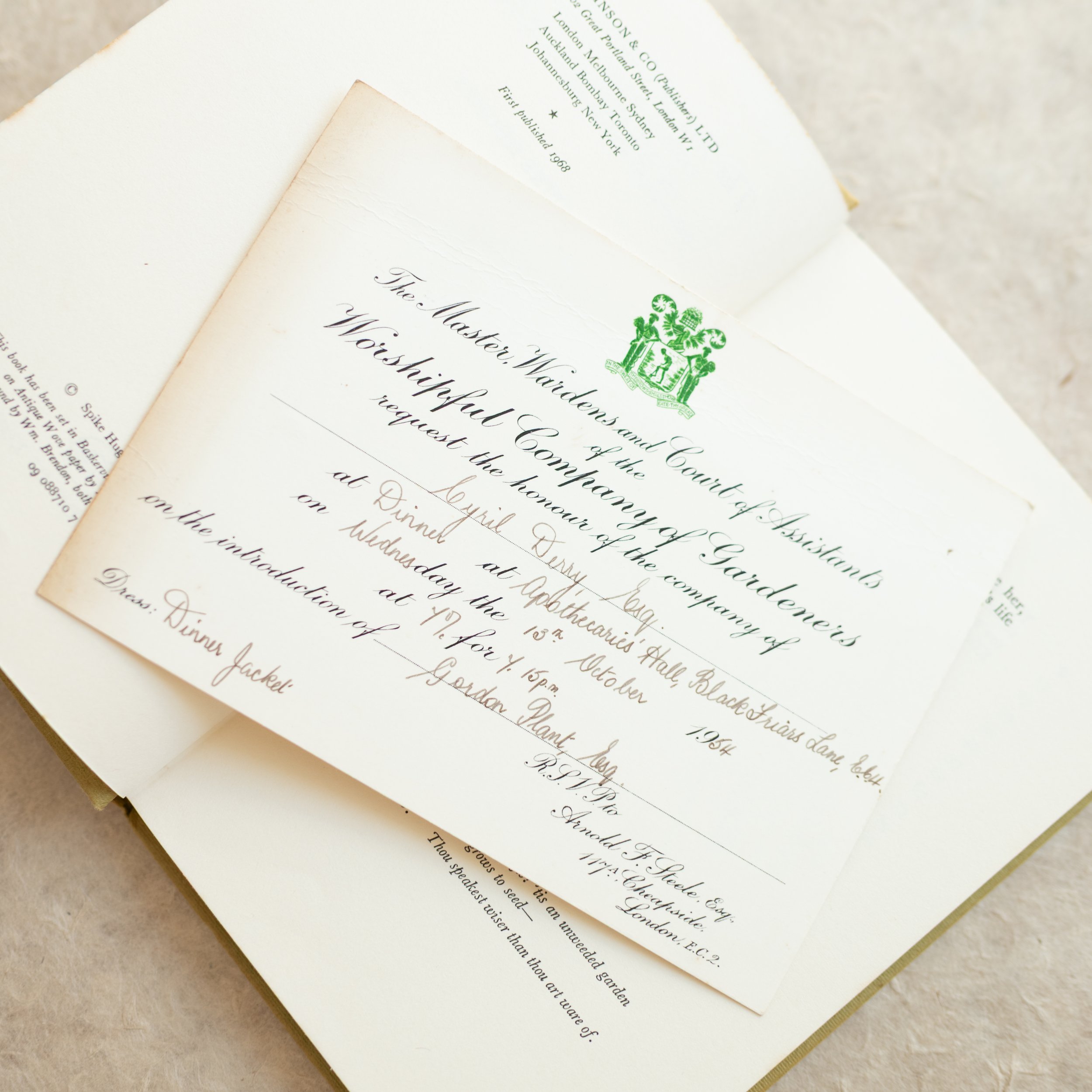 Vintage Book - The Art of Coarse Gardening (1968) with delightful invite discovered inside