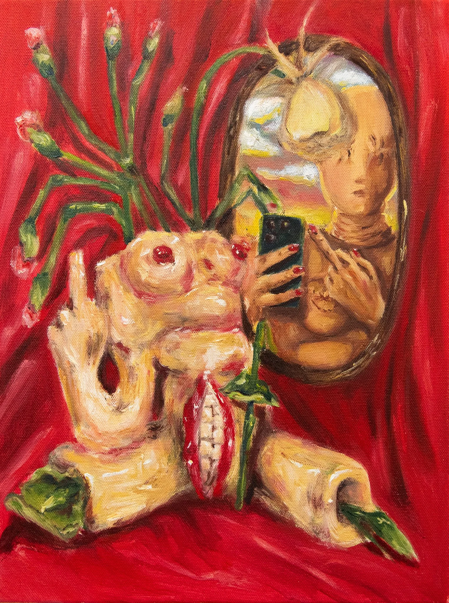    Fuck you, - self portrait    30 x 40cm  Oil on canvas  2025 