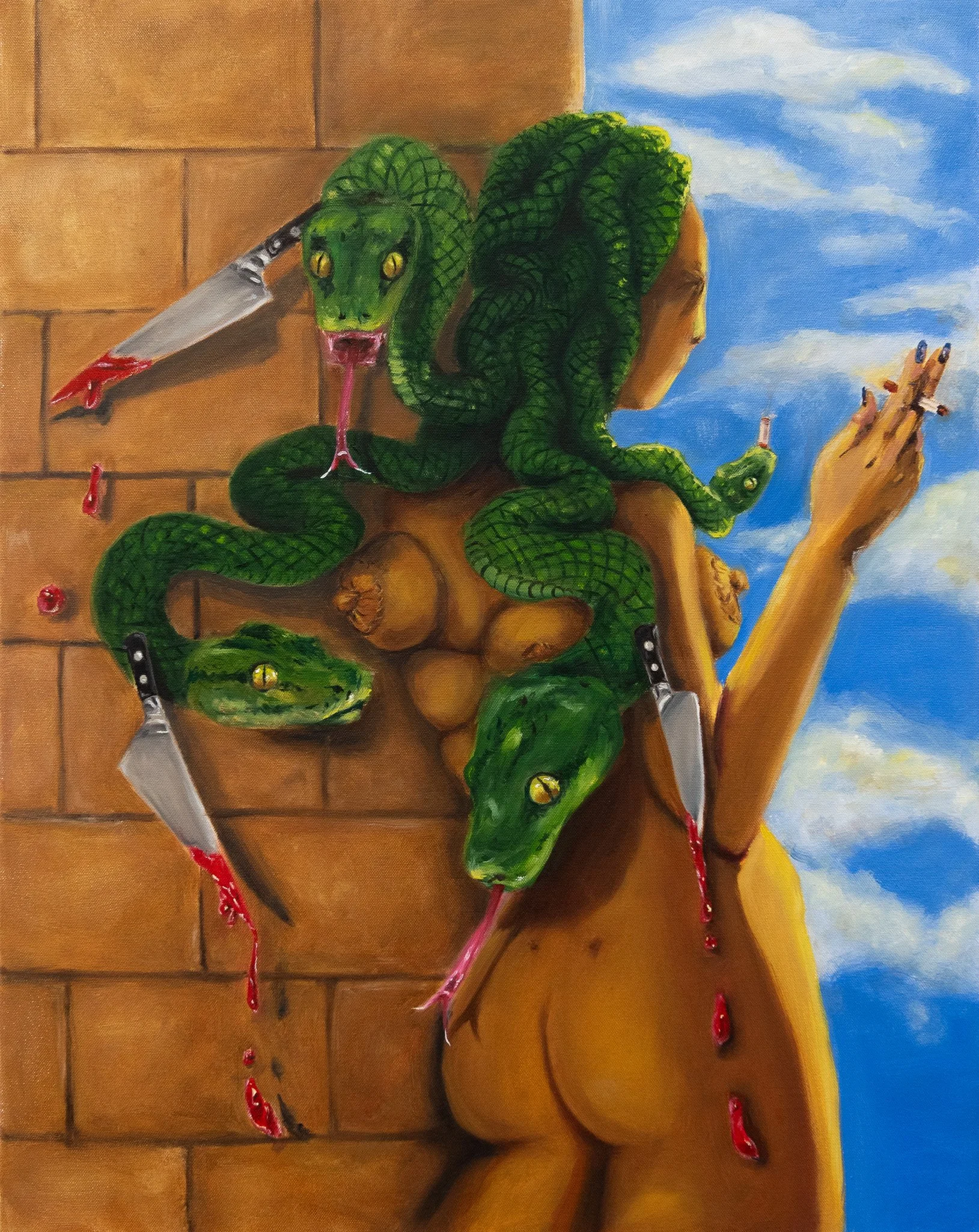    Knife Crime Epidemic     60 x 76cm  Oil on canvas  2025 
