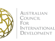Logo of the Australian Council for International Development with a stylized globe and text