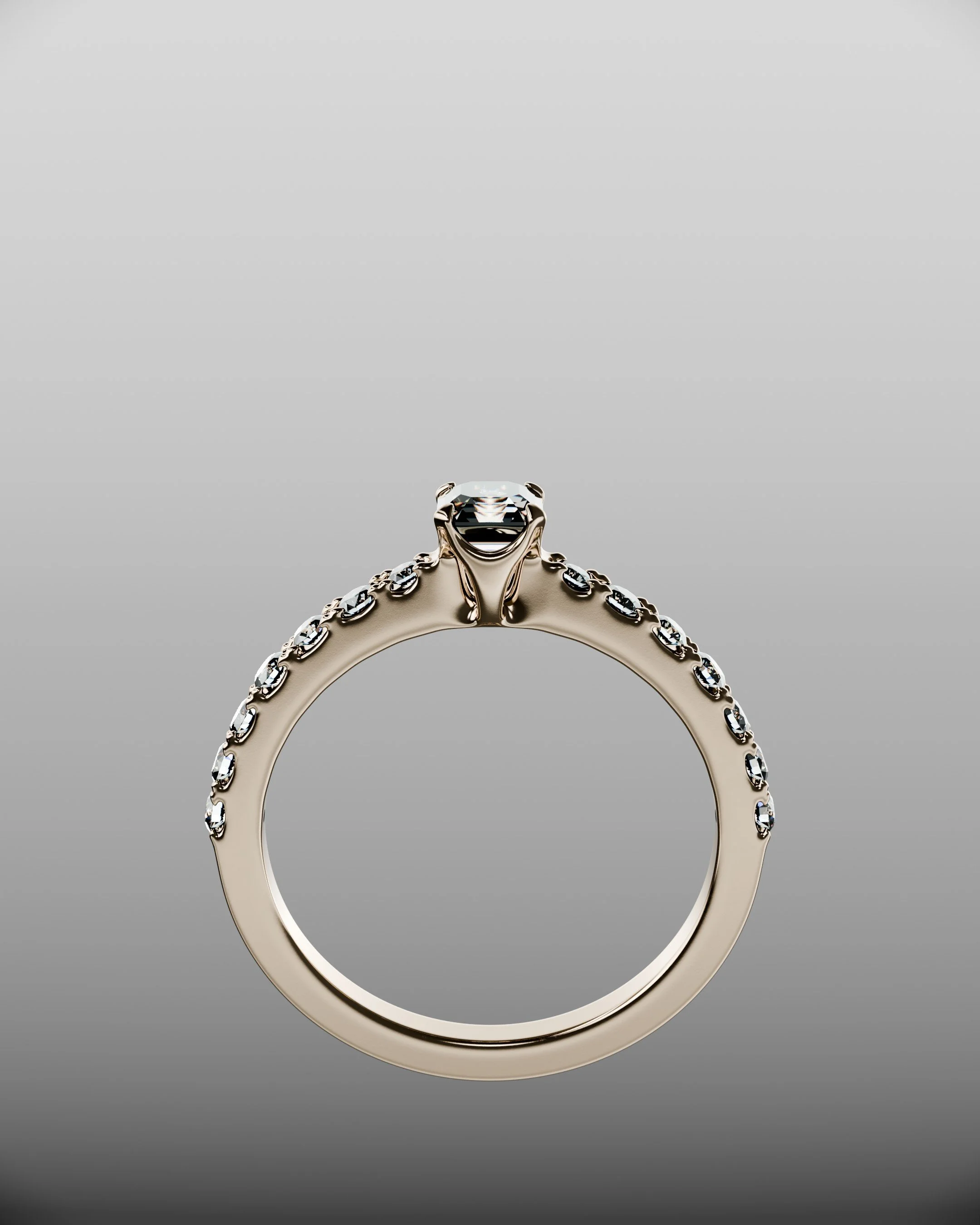 Jewellery CGI -- photorealistic gold ring render with diamond caustics
