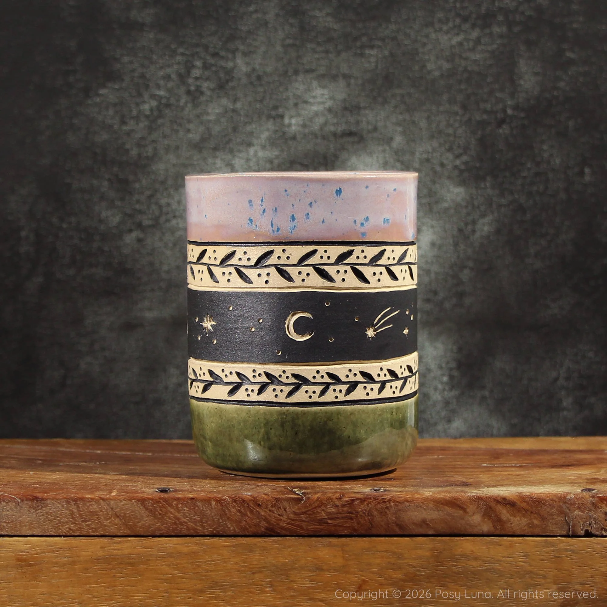 Moon Mug - Cornflower & Shiny Moss