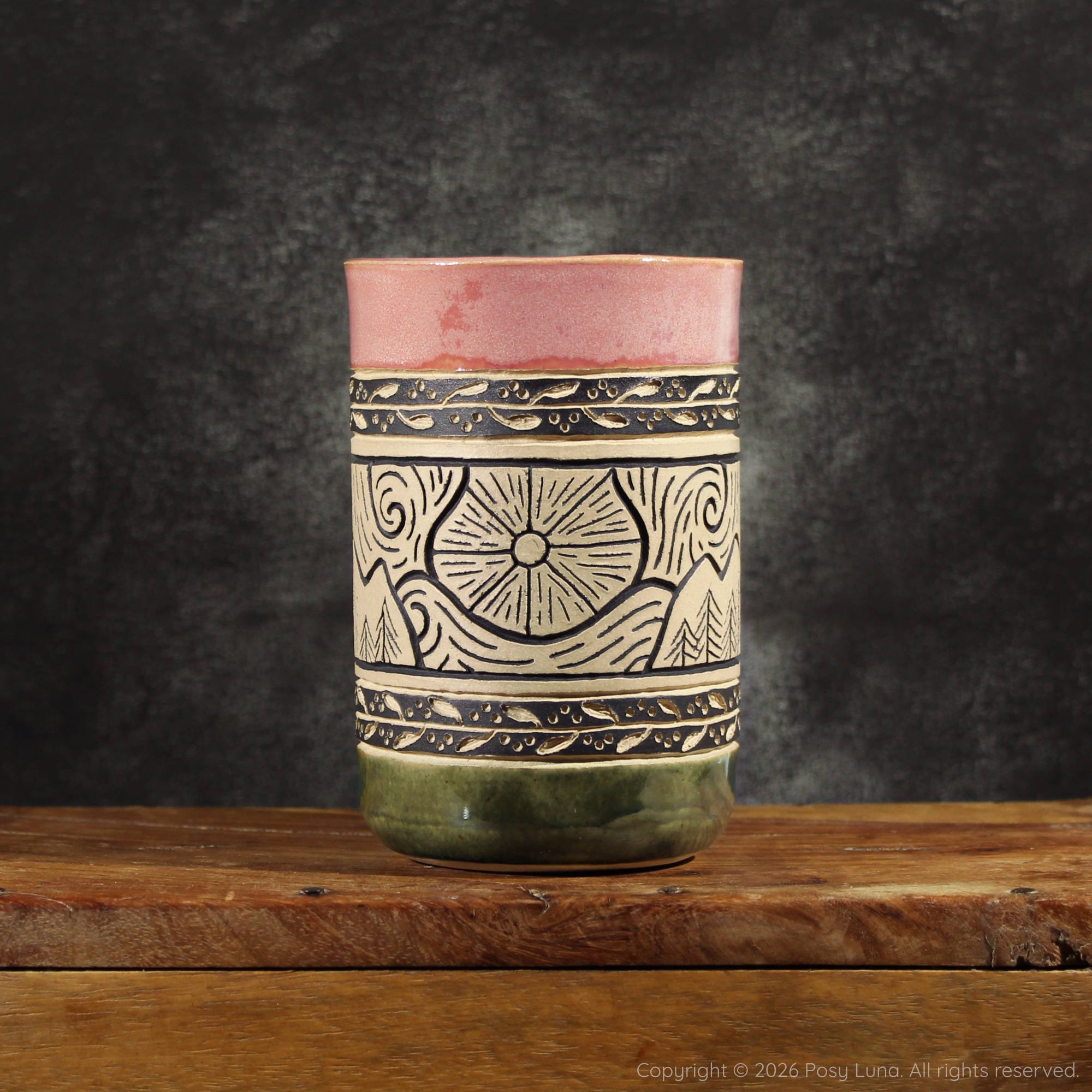 Sun Mug - Pink Quartz and Shiny Moss