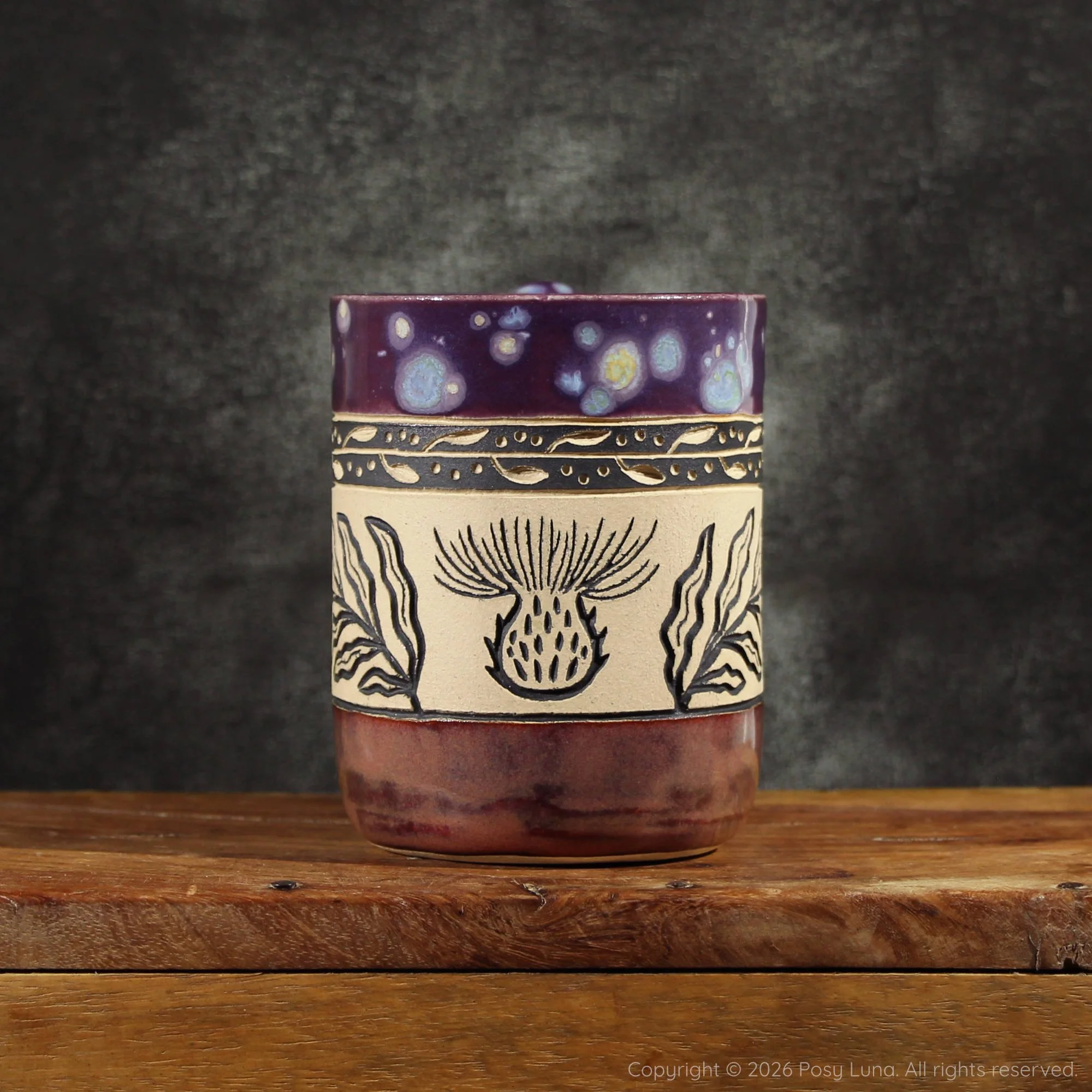 Thistle Mug - Purple Toad and Plum Red