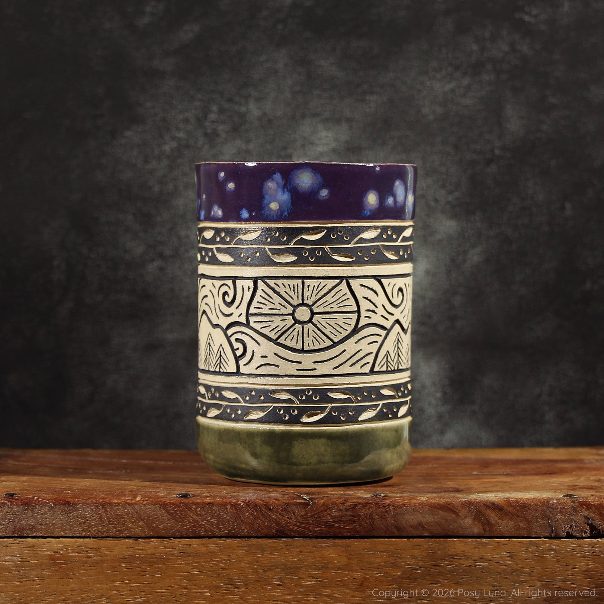 Sun Mug - Starry Indigo and Shiny Moss