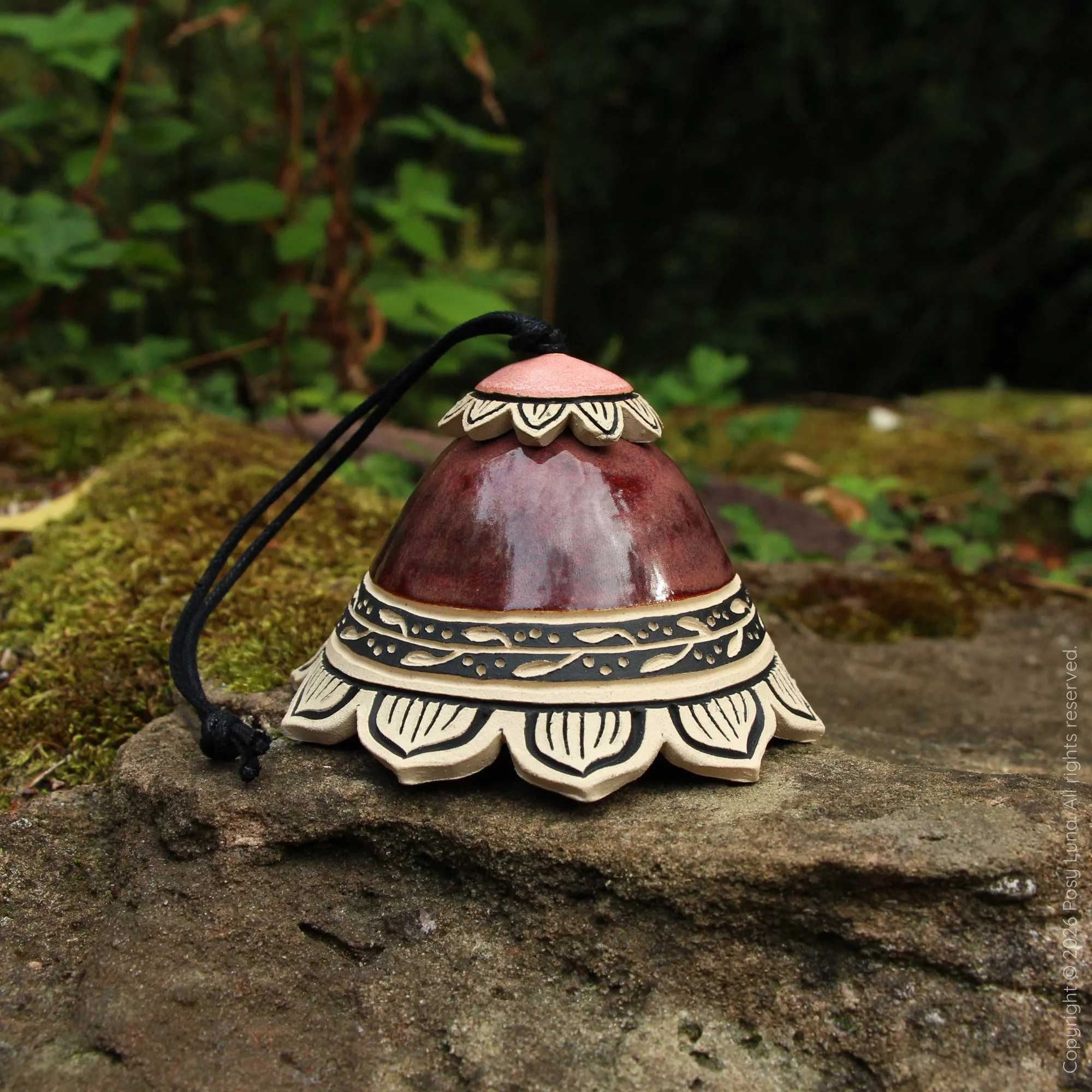 Wind Chime - Pink Quartz and Plum Red