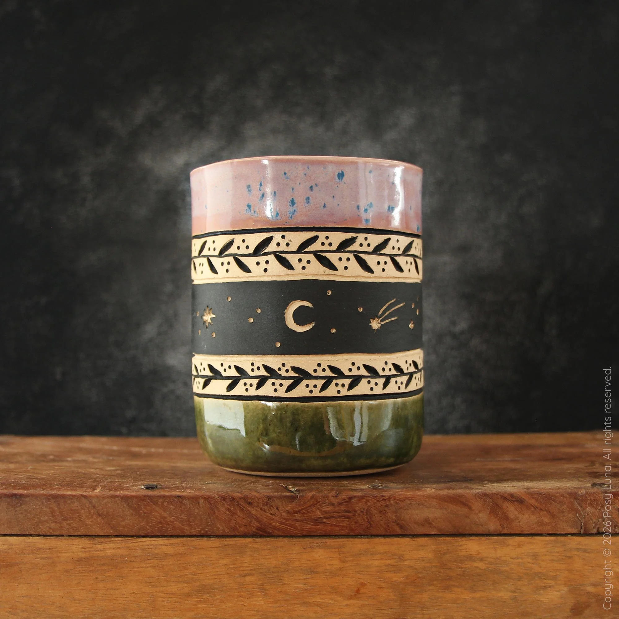 Moon Mug - Cornflower & Shiny Moss