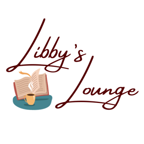 Logo for Libby's Lounge featuring an open book, coffee cup, and a steaming beverage with stylized text