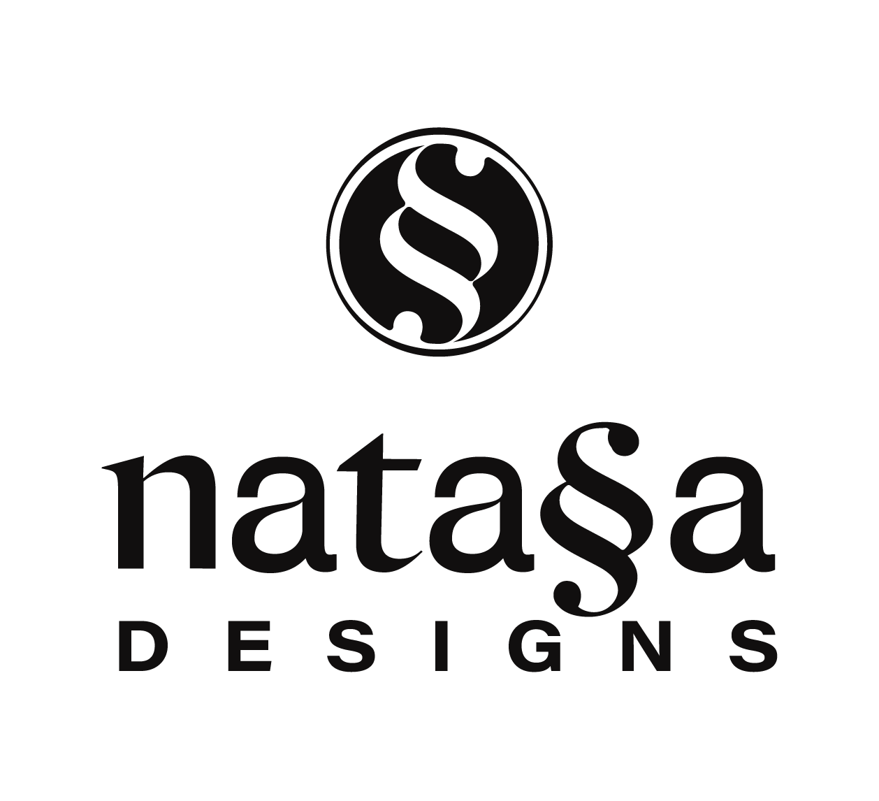 Logo of NataSa Designs featuring a circular emblem with a stylized 'S' inside, and the words 'nataSa DESIGNS' below.