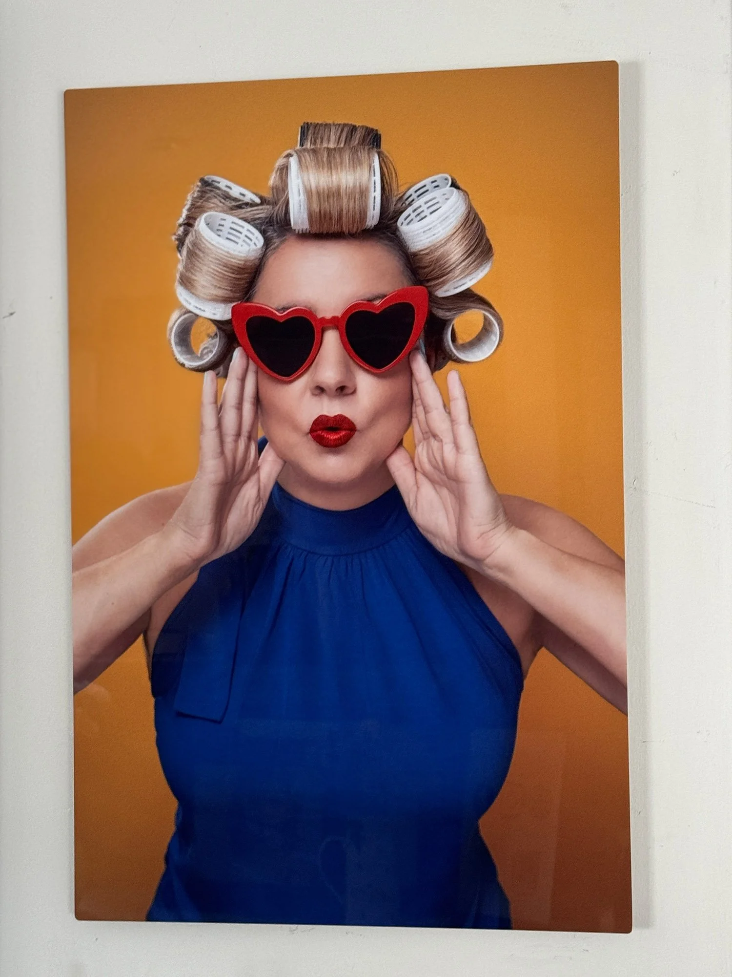 Pop Art image on a glossy metal artwork panel.