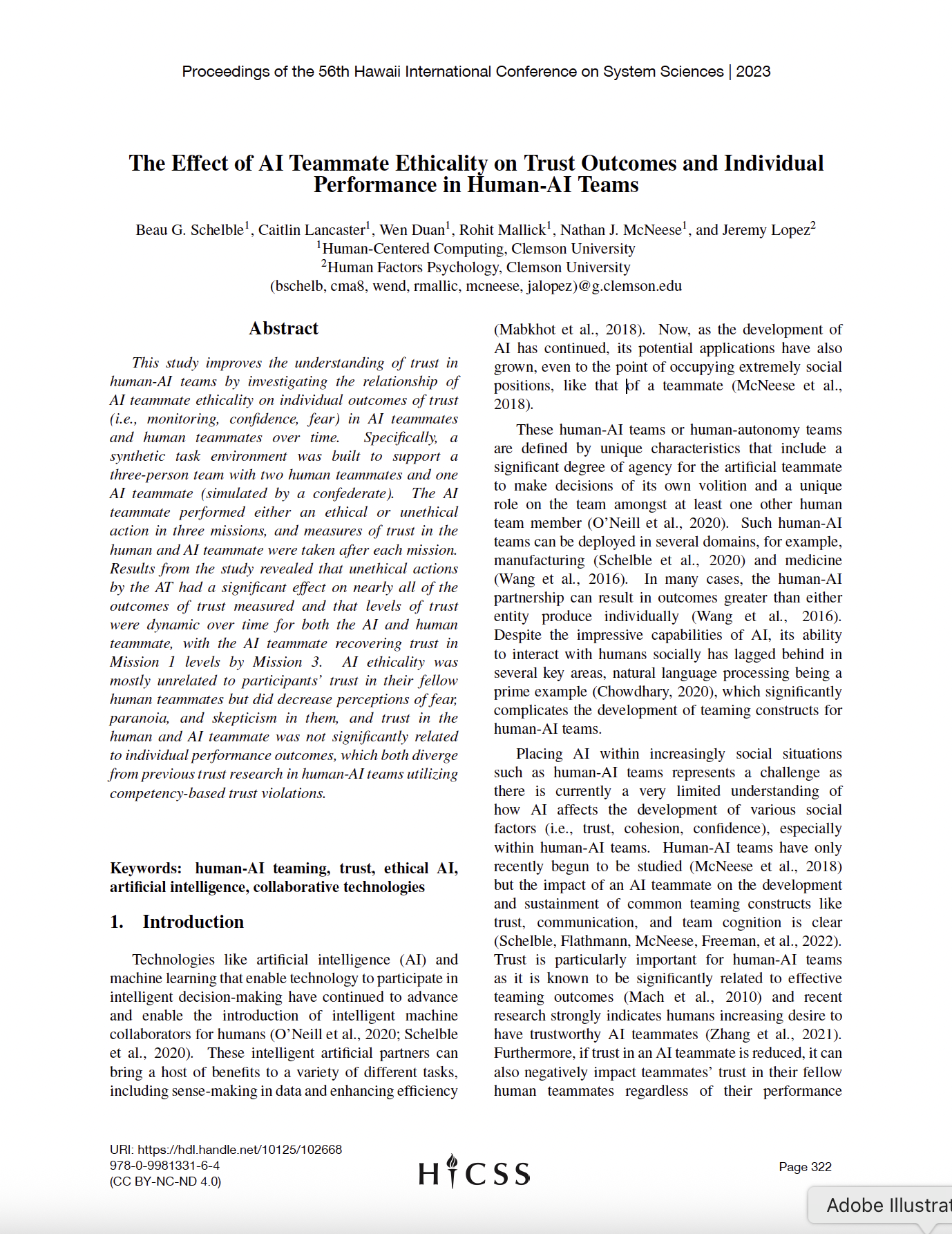 The Effect of AI Teammate Ethicality on Trust Outcomes and Individual Performance in Human-AI Teams