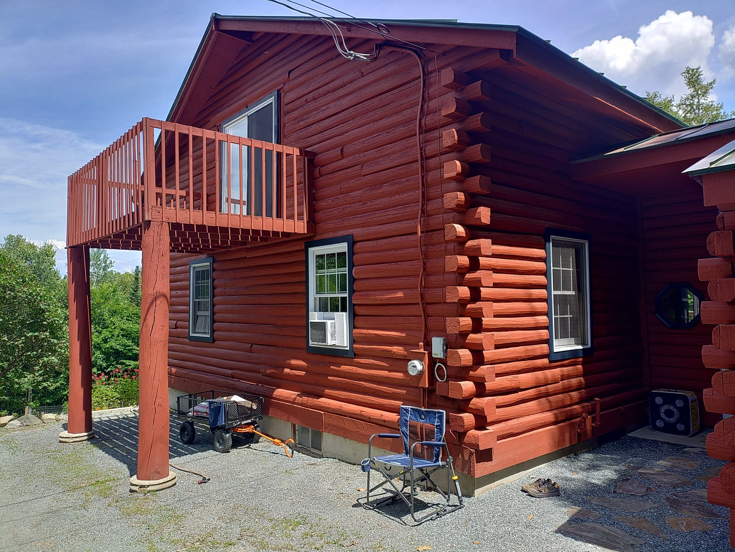 staining complete and new trim installed and painted