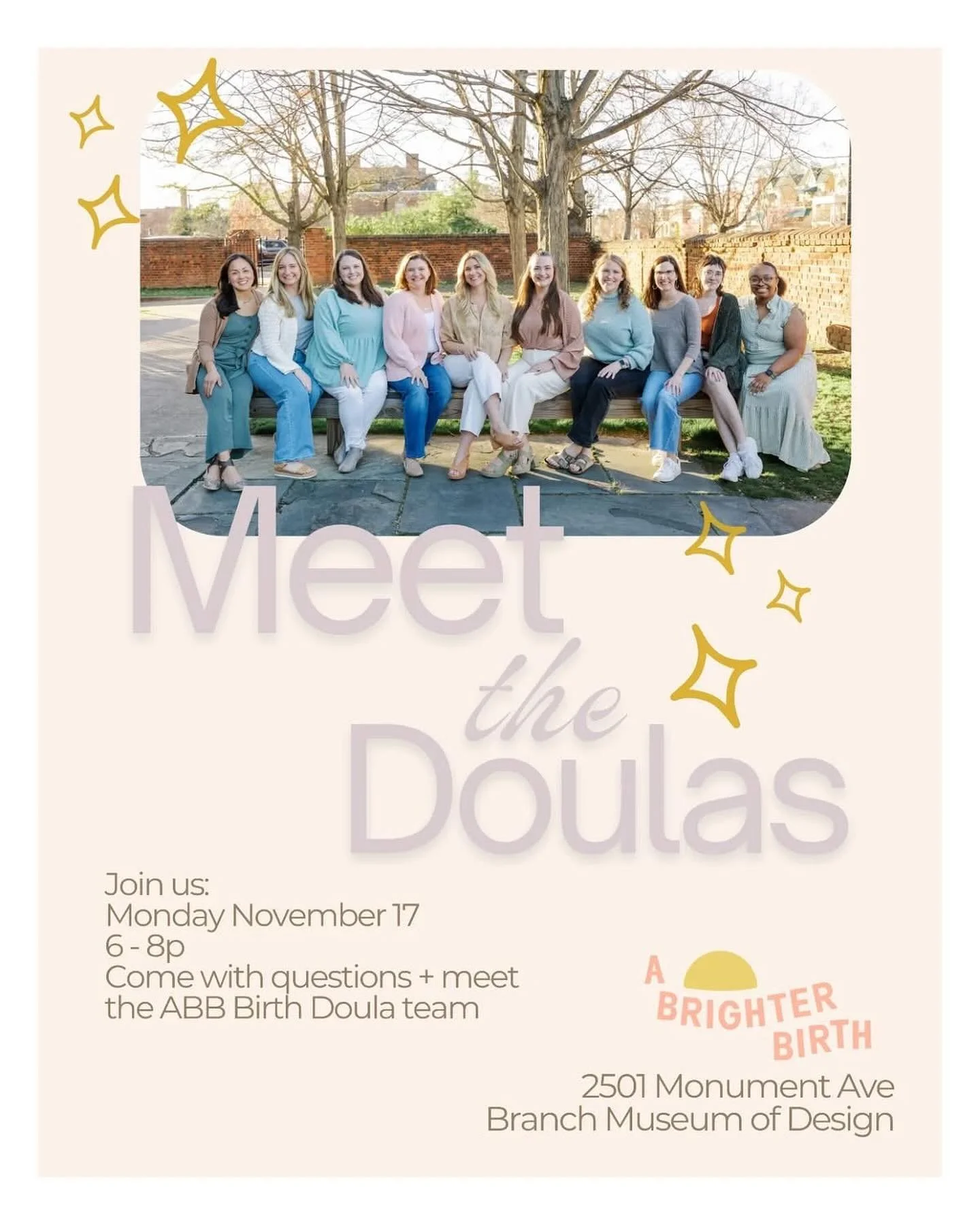 Come chat and meet the ABB doulas! Have you ever been curious about doula support? Join us! Share with a friend and let me know in the comments if you plan to join! #abrighterbirth #meetthedoulas #rvadoula #birthwithpeace