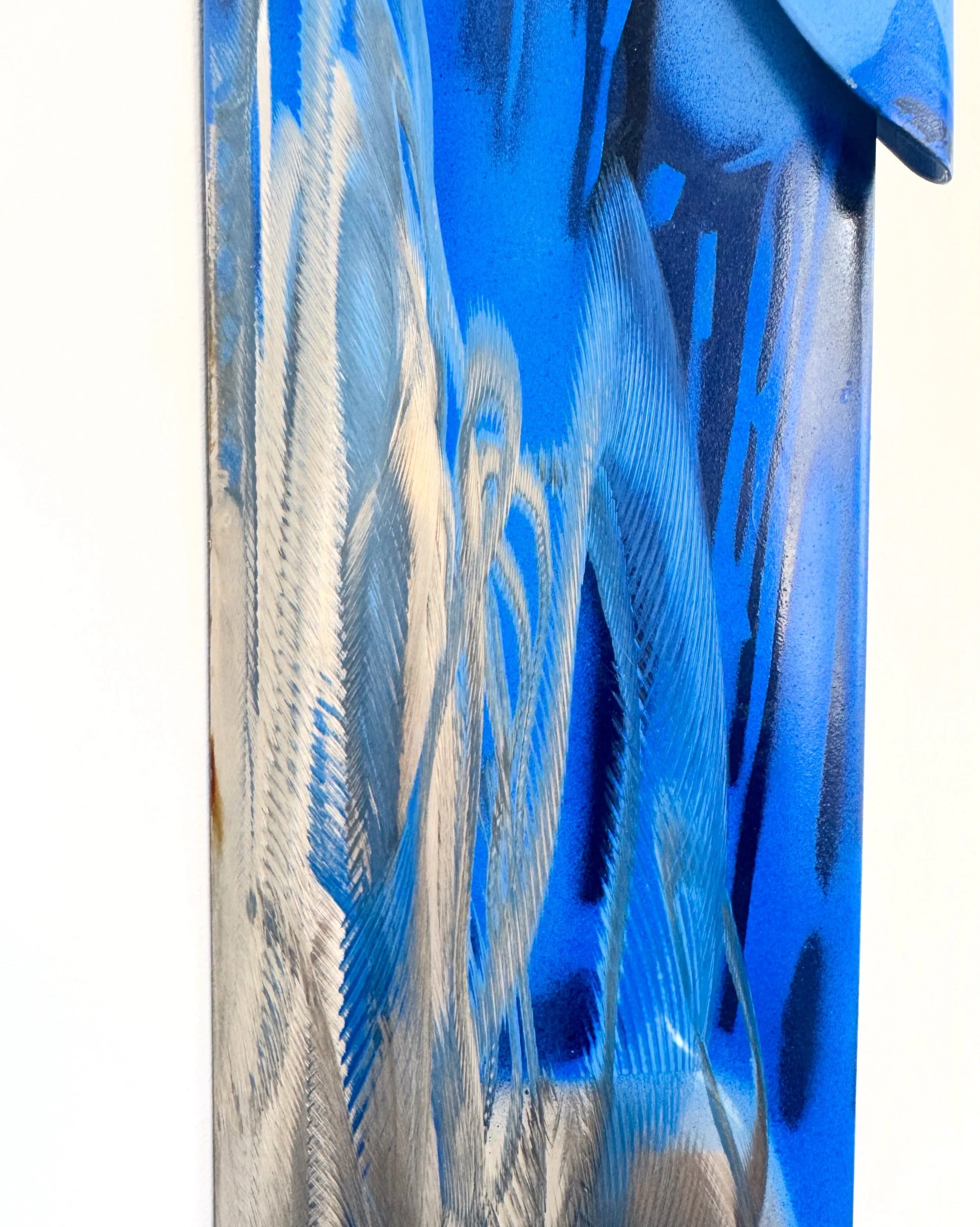 Exoskeletal Tail detail, outdoor paint on stainless steel, 2025