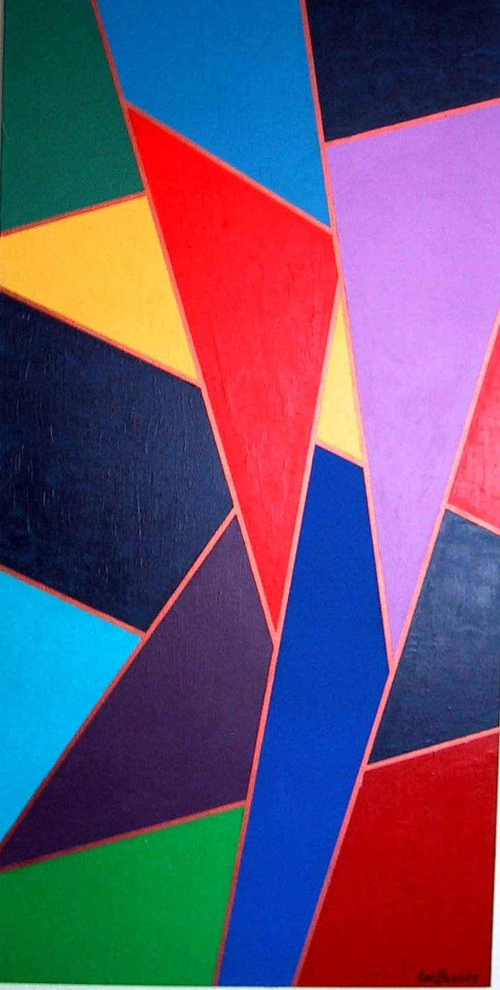 Geometric #3. Acrylic on canvas, 24 x 48 inches.