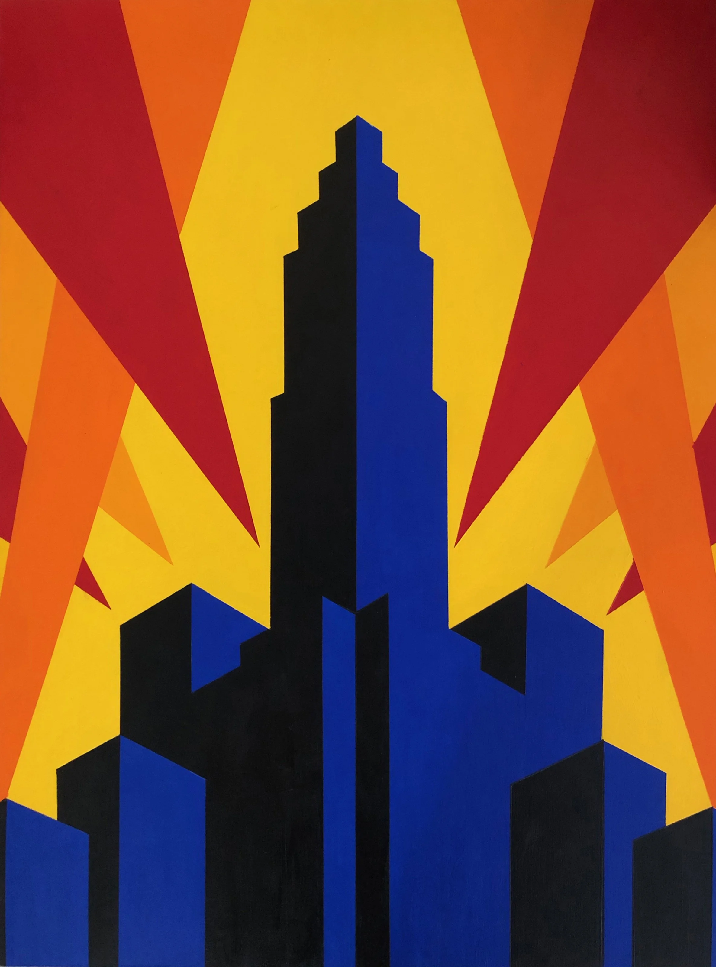 Deco Lights. Acrylic on wood; acrylic resin coating, 16 x 20 inches.