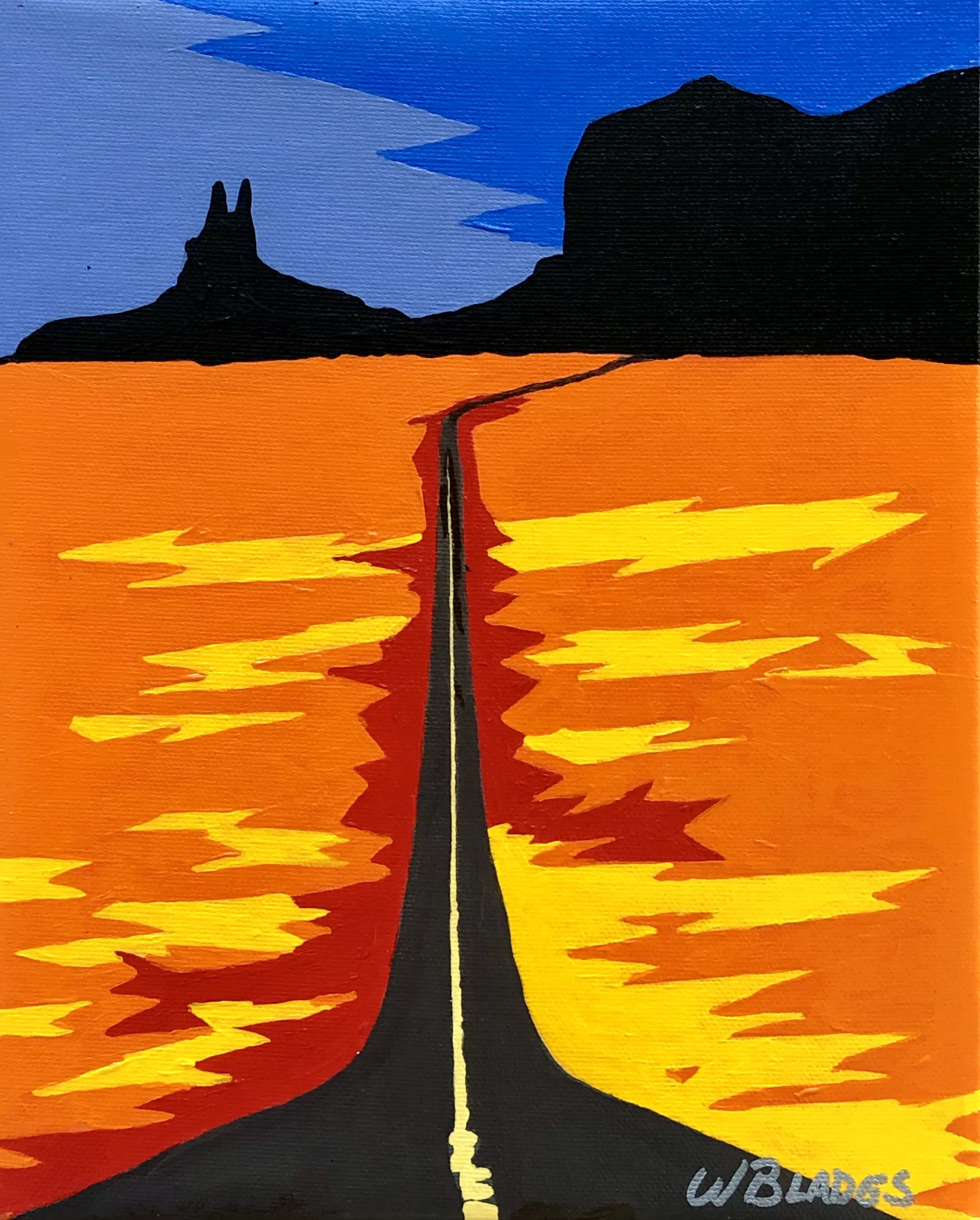 Desert Road. Acrylic on canvas, 8 x 10 inches.