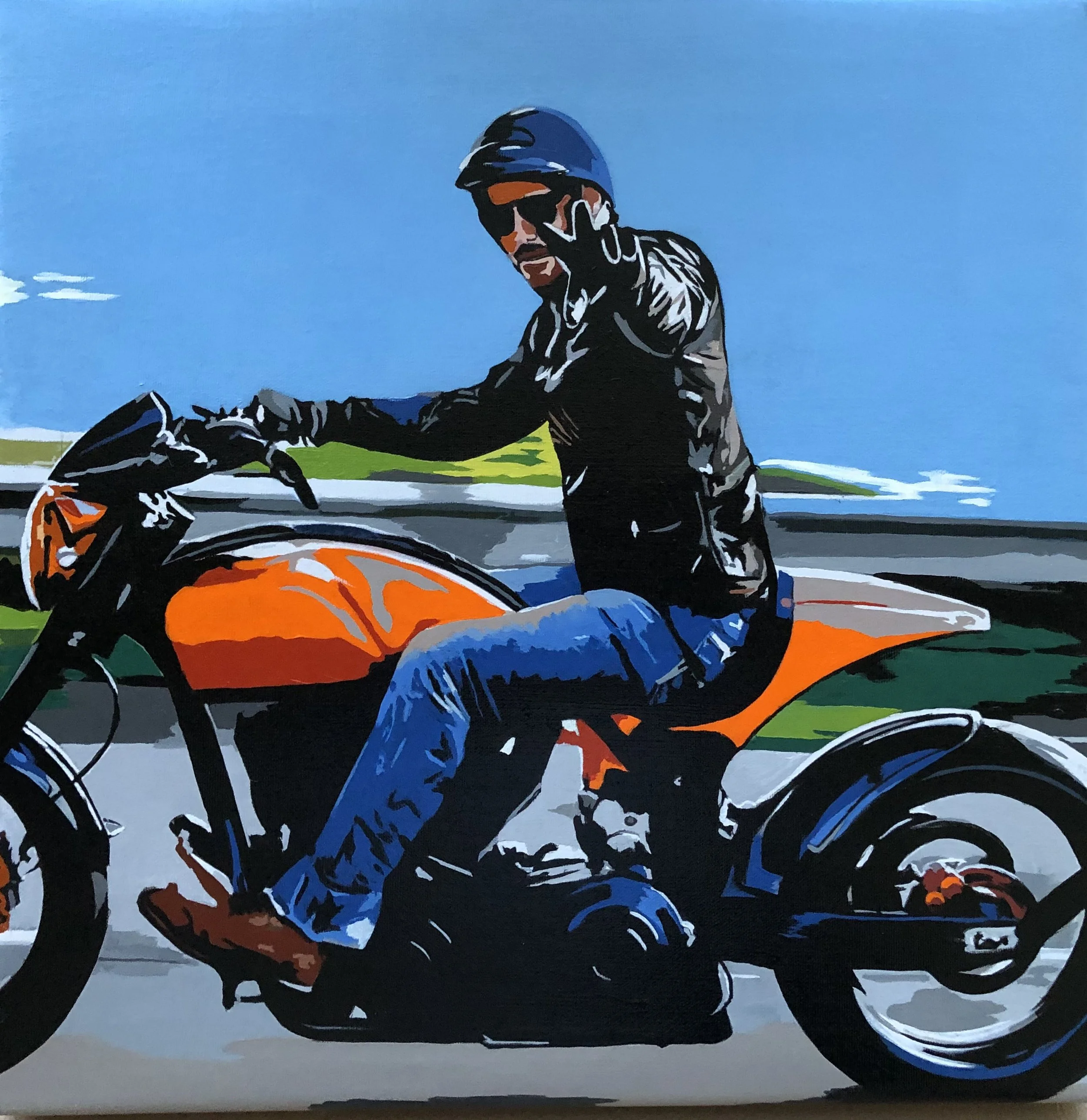 Arch Rider #1. Acrylic on canvas, 16 x 16 inches.