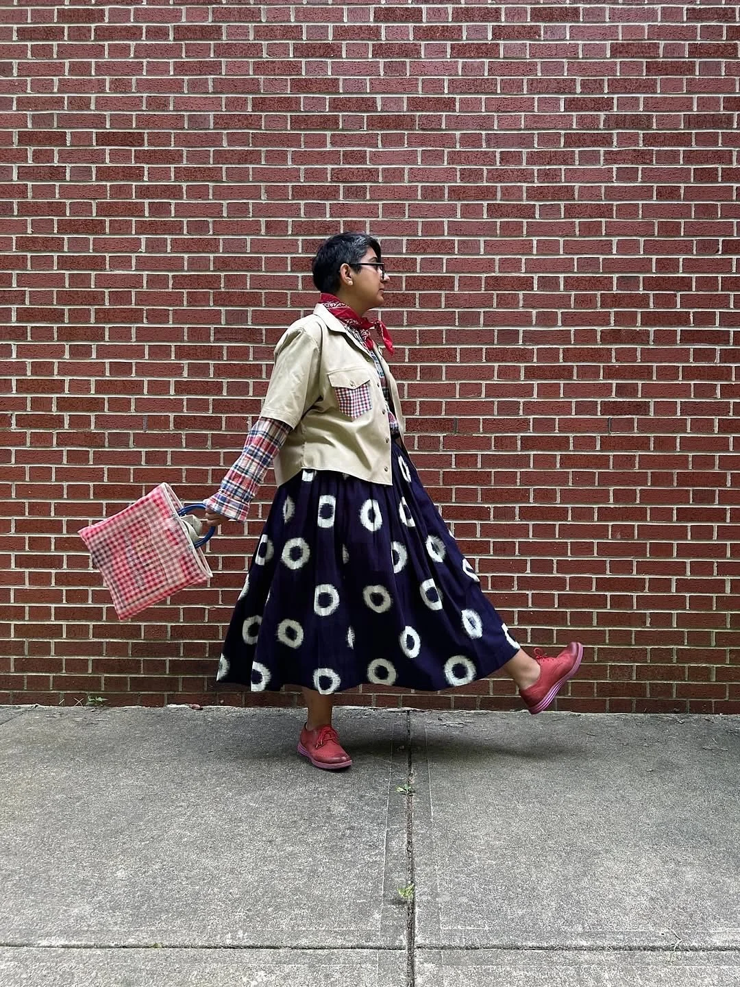 Upcycling a Navy uniform is a way of stripping the garment of its original power and changing its meaning. Once a symbol of militarism, it now becomes subversively femme, unsettling what uniforms are meant to signify and who they are meant to serve.