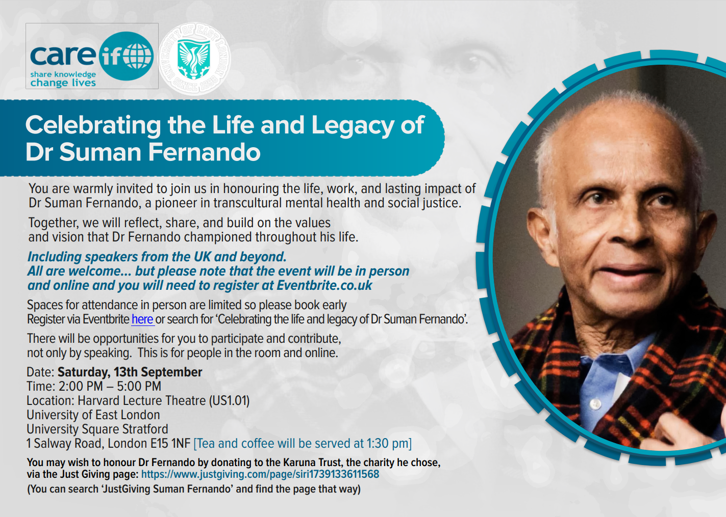 Event - Celebration of the life of Dr Suman Fernando