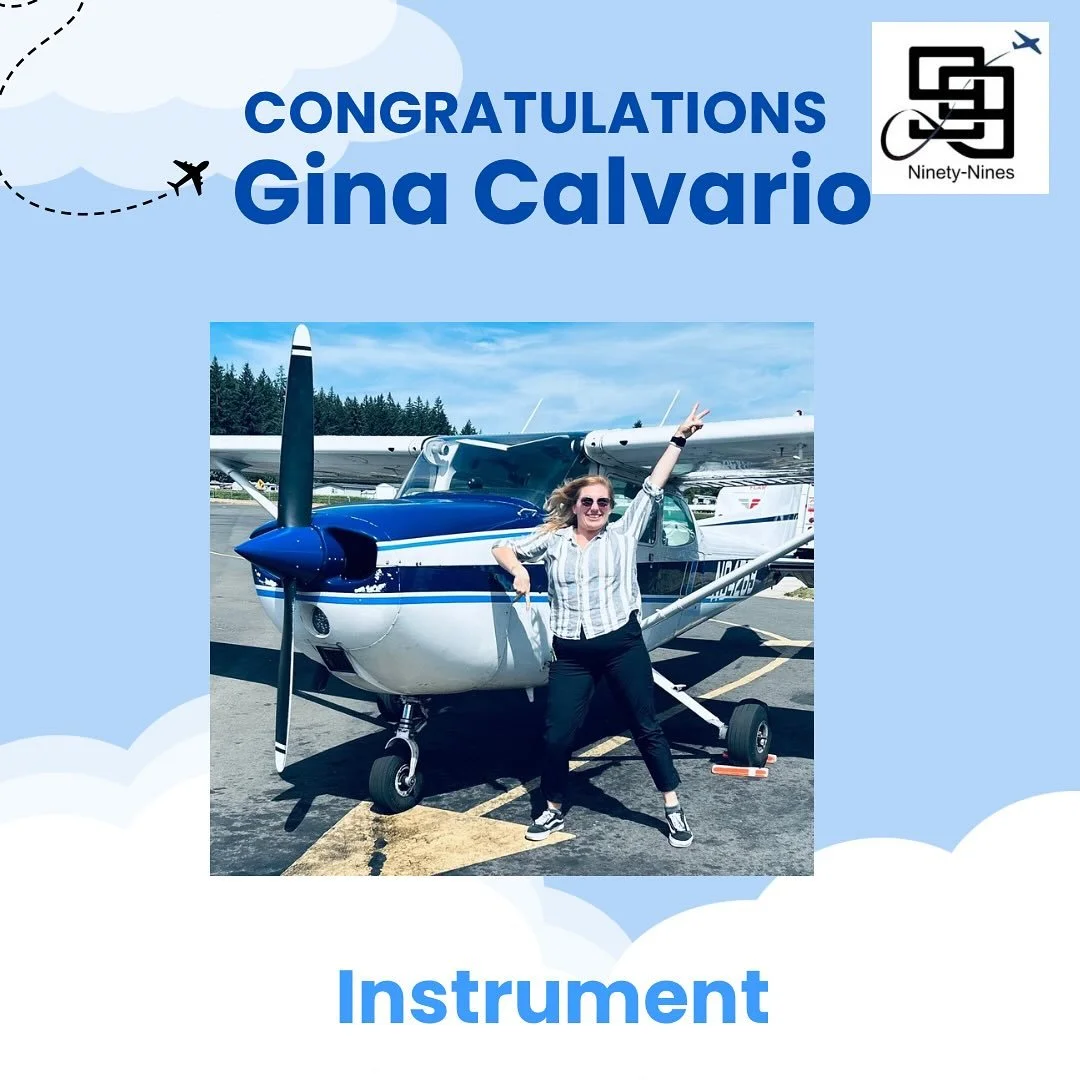 Congratulations on your checkride, Gina! 💙🦋✈️