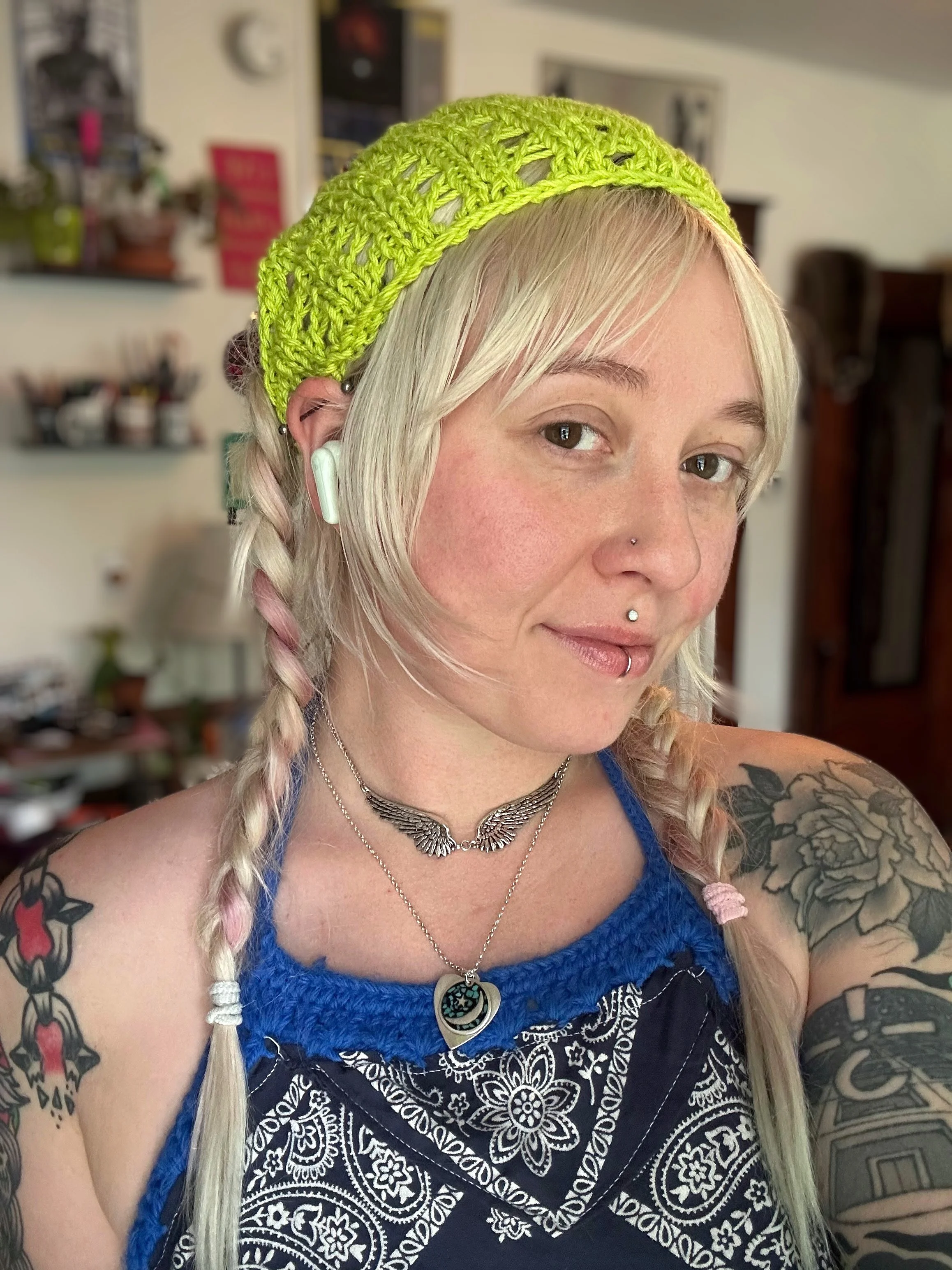 girl with bandana hailey kay hair tattoos accessories alternative hairstylist razor cuts