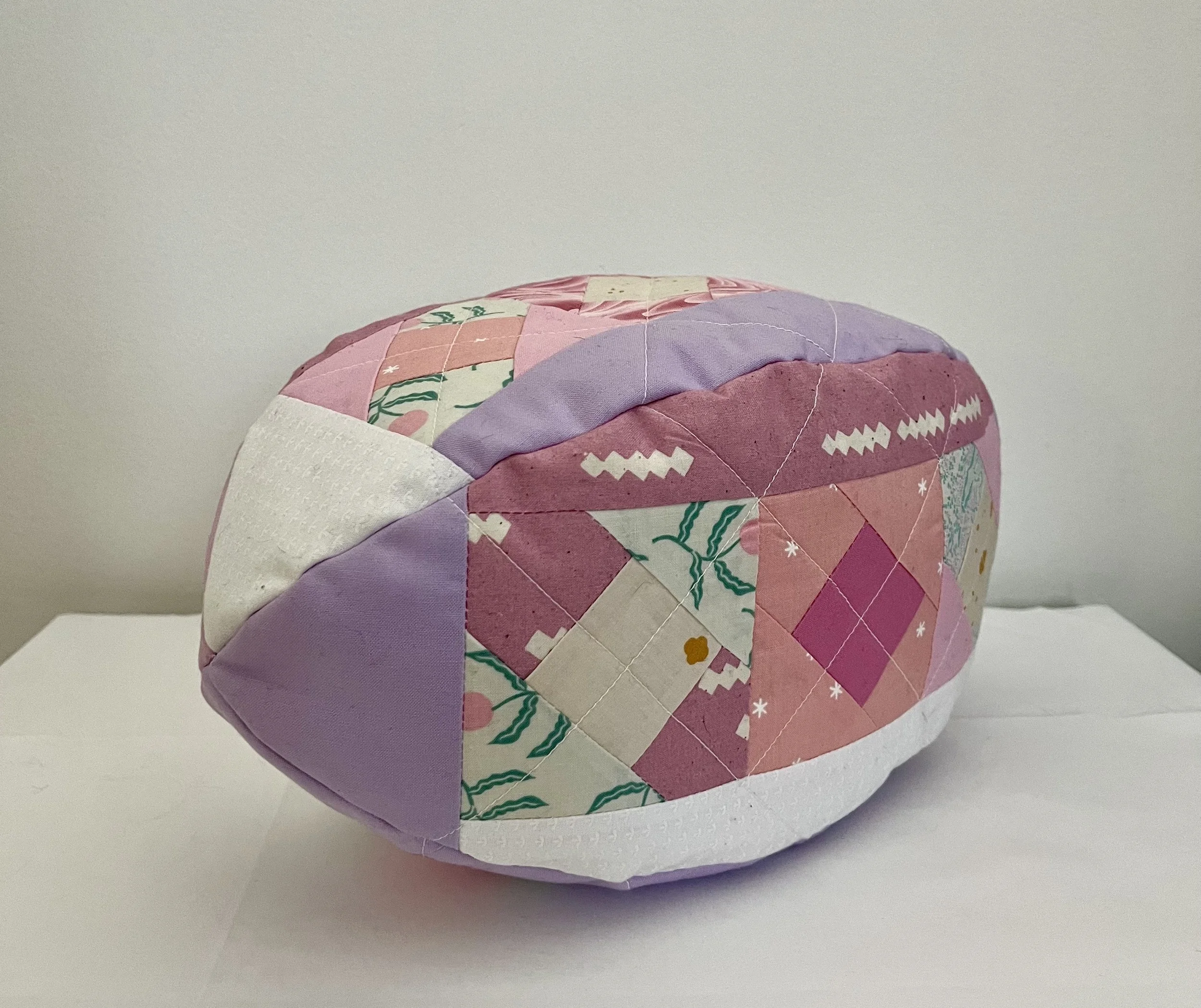 "With You I", cotton, cotton batting, & a rugby ball, 12"x7"x7", 2026