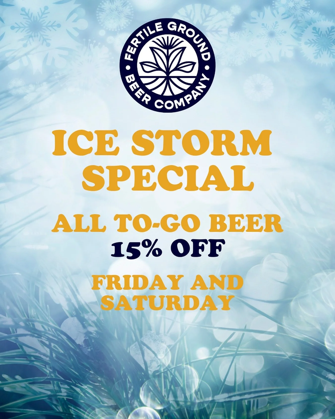 If you&rsquo;re stocking up for the icy weather ahead, you&rsquo;re gonna need 🍺 too. Swing by the taproom today and tomorrow for 15% OFF all to-go beer! 

Plus today is Fill Your Fridge Friday, which means you get a free draft beer of your choice t