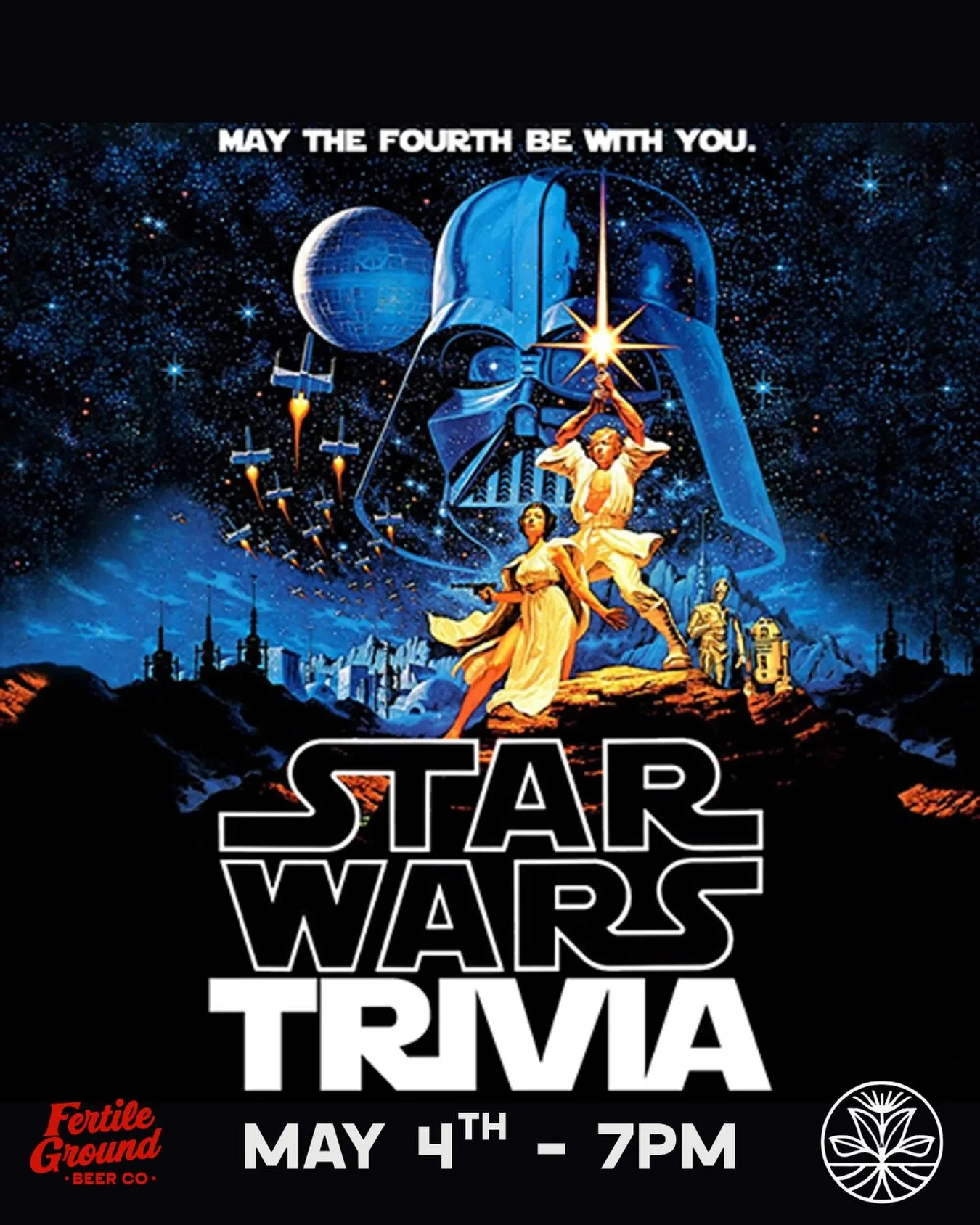 Calling all Star Wars fans!! Join us this Monday for Star Wars Trivia at 7, hosted by our bartenders @themichaellamb and Jack! Trivia is free and the winning team gets a $100 taproom gift card! Costumes encouraged, best dressed gets a prize! 
#maythe