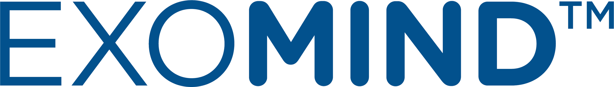Logo of the brand ExoMIND with the name in bold blue letters.