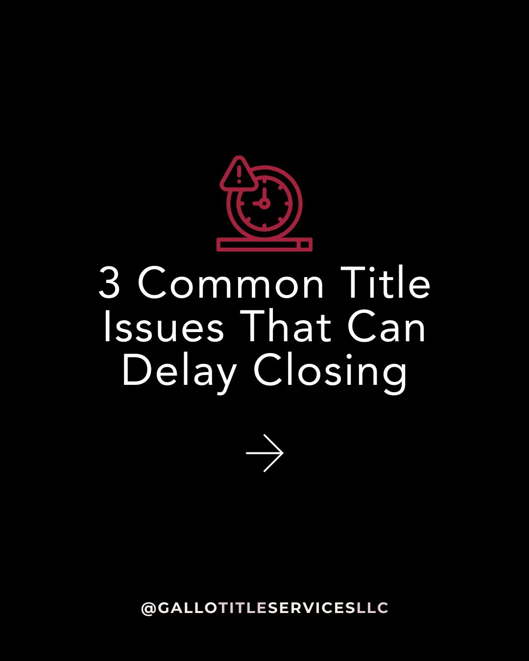 ⏳ Some closing delays happen because title issues surface late in the process.⁠
⁠
Unpaid liens, record errors, or ownership disputes can slow things down.⁠
⁠
A thorough title search helps identify and address issues early.⁠
⁠
💬 Have questions about 