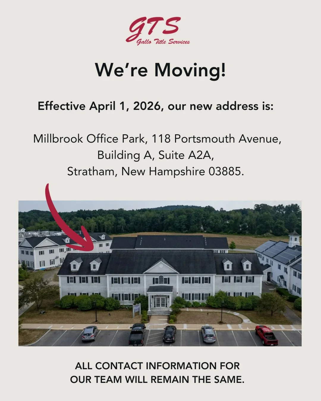 🏡 WE'RE MOVING!⁠
⁠
Effective April 1, 2026, you can find us at our new home:⁠
⁠
📍 Millbrook Office Park 118 Portsmouth Avenue Building A, Suite A2A Stratham, New Hampshire 03885⁠
⁠
All contact information for our team remains the same &mdash; so no