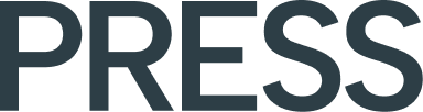 Close-up of the word 'PRESS' in bold black letters