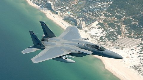 F15 in flight over Tyndall Air Force Base
