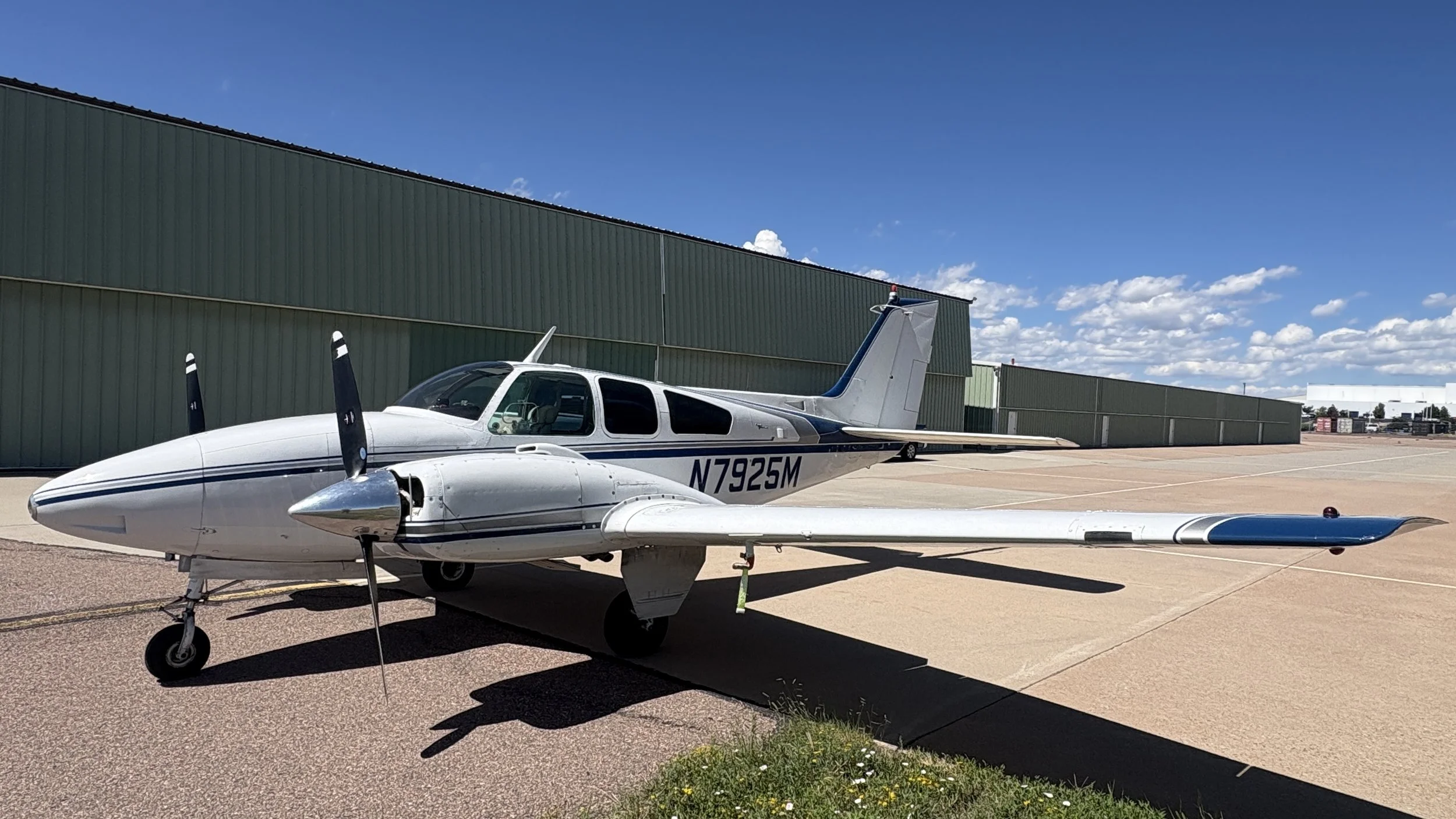 Baron C55 N925M on the runway at WETSU Aviation, Colorado Springs