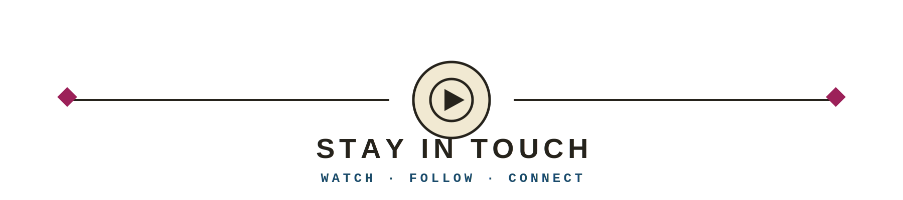 WETSU Aviation "Stay in Touch" section divider with play button icon