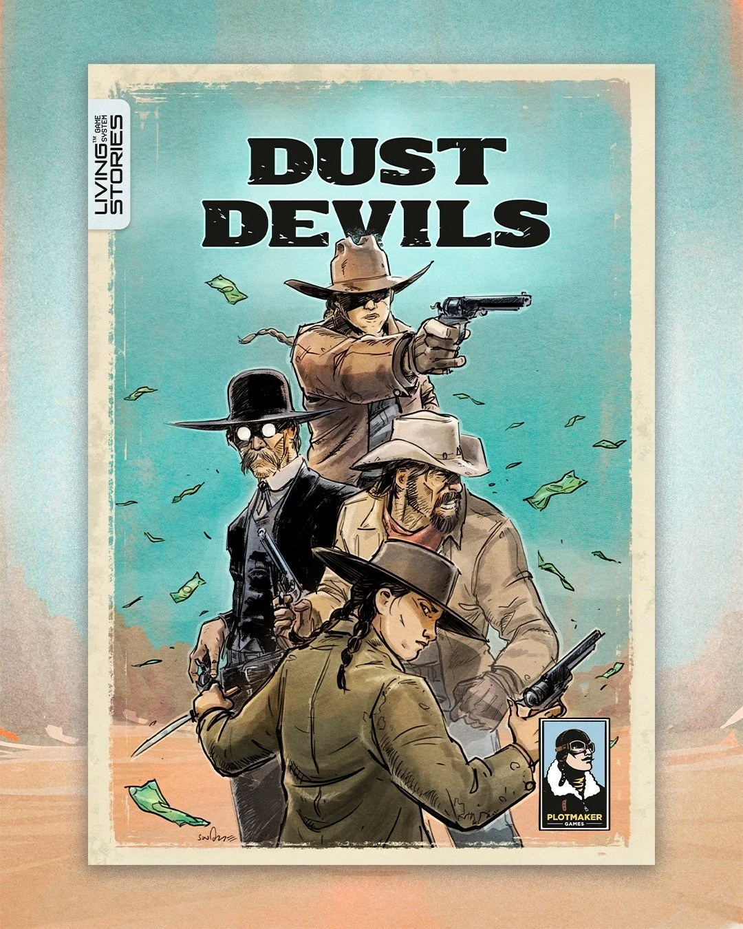 Dust Devils is a gun-blazing Western about four outlaws chasing fame, fortune, and redemption π€ 
Come play the prototype at Plotmaker Booth in Hall 3 3D300 at SPIEL ’25 in Essen.
It’s the first game in the Living Stories series — a