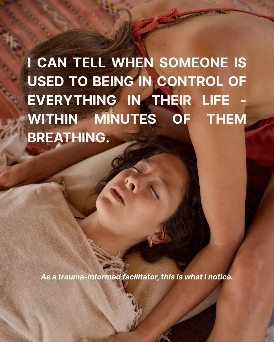 You holding on in breathwork it makes complete sense.

When you have spent years being the one who holds everything together, your nervous system doesn't know how to do anything else. Letting go isn't just unfamiliar - it can feel genuinely unsafe.

