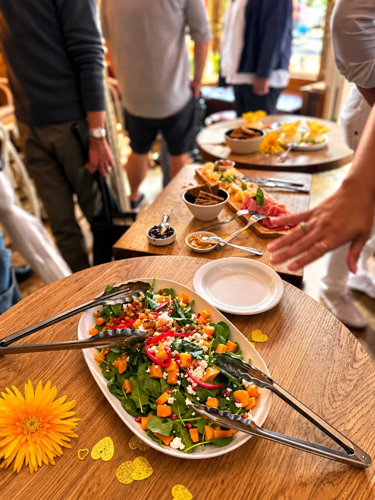 Butternut squash salad and charcuterie on the buffet