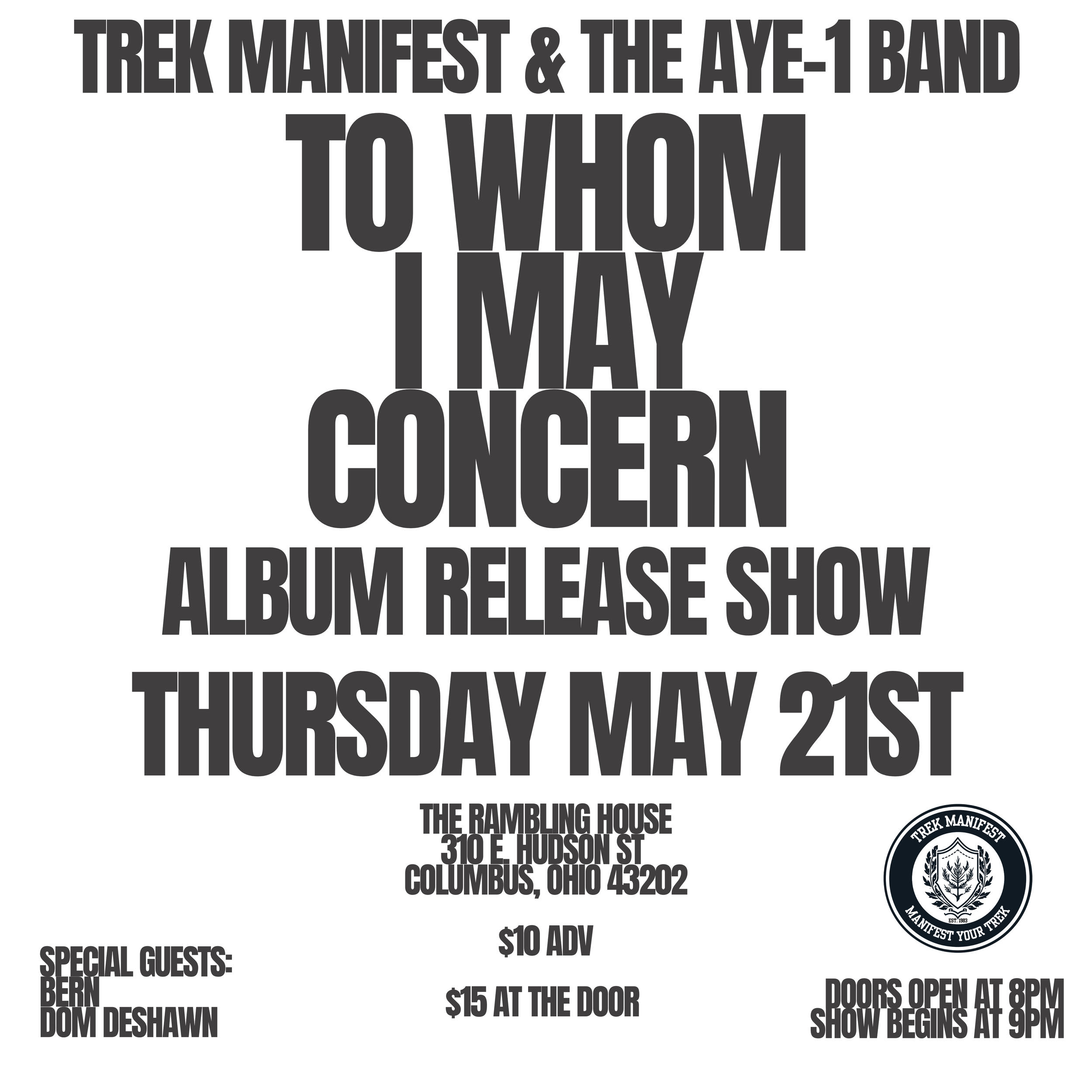 To Whom I May Concern Album Release Show