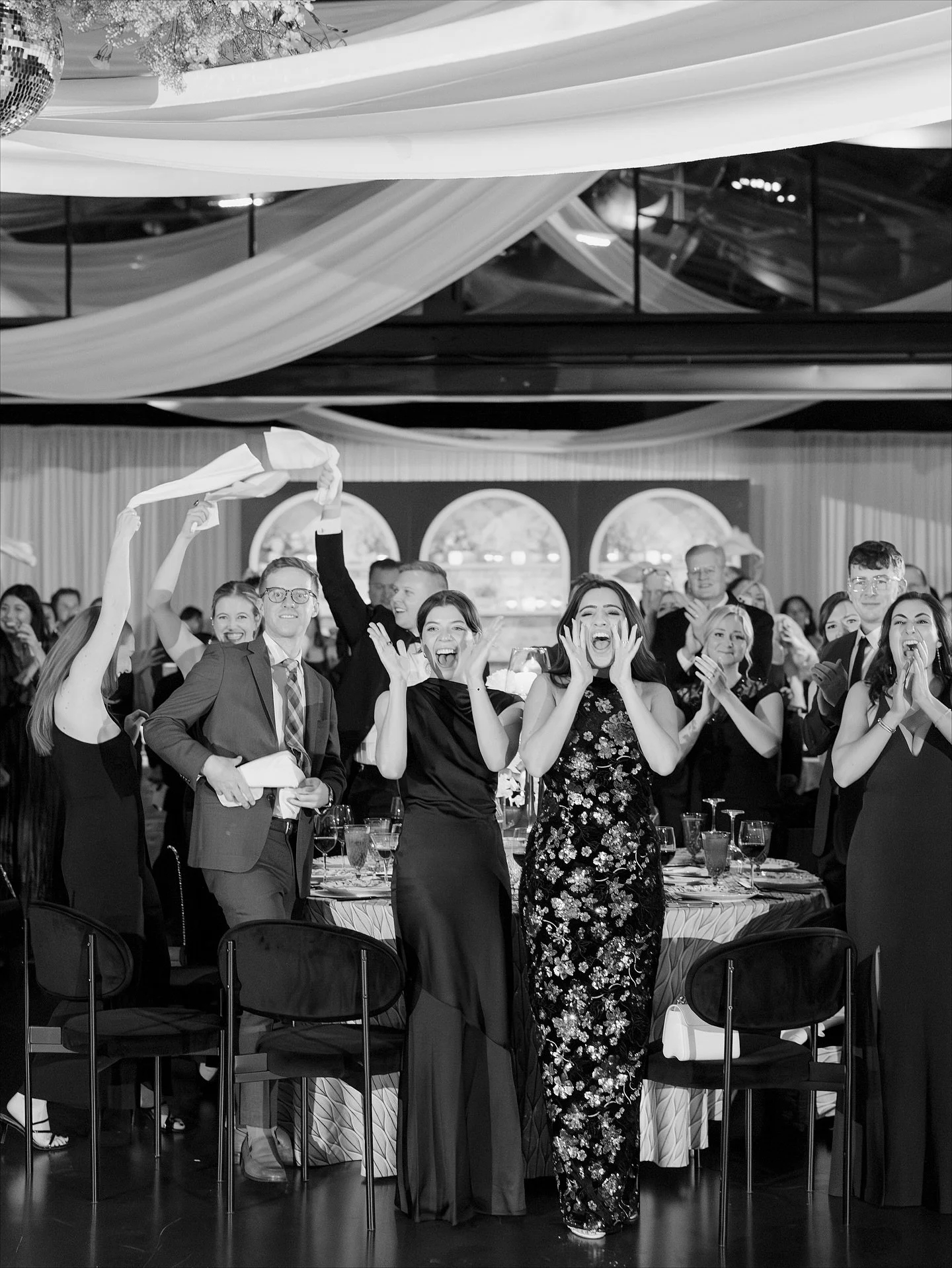 Moments from Katie and Dan&rsquo;s reception this past weekend, so beautifully done by the team at @hmrdesigns at Theatre on the Lake, making one of the most grand rooms in the city feel transformed into an intimate space - perfect for a dinner party