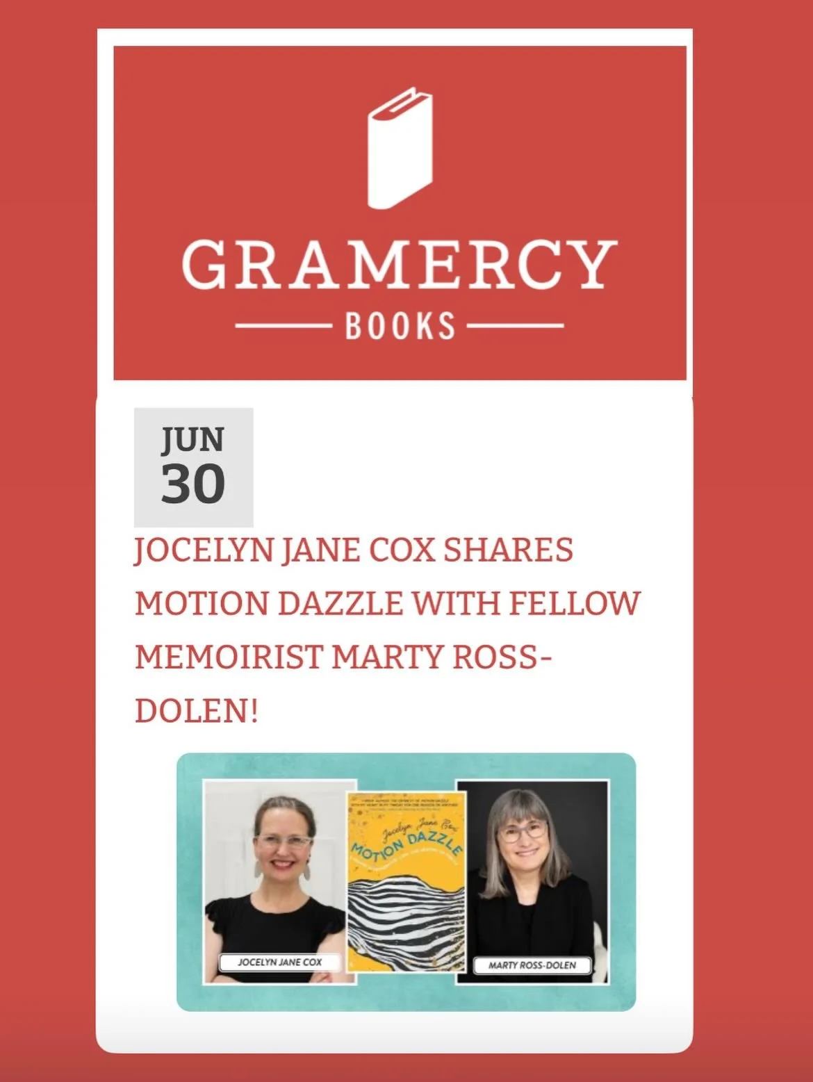 Looking forward to this discussion with @martyrossdolen, author of the beautiful memoir, Always There, Always Gone in Columbus, OH at @gramercybooksbexley: June 30, 7pm, 2424 East Main Street, Bexley!! Pls join if you live near ~ My husband @robstrat