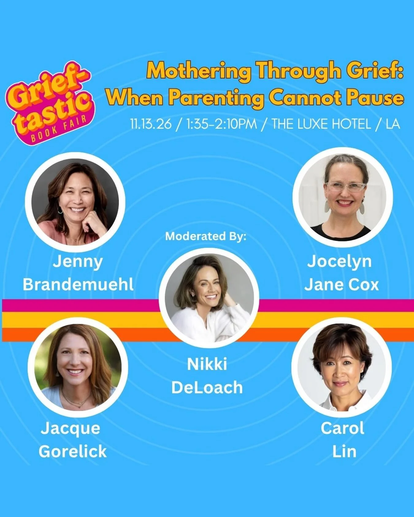 So honored to be on this panel at Grieftastic in L.A.: Mothering Through Grief: When Parenting Cannot Pause

We&rsquo;ll explore what happens when profound loss or life-altering upheaval interrupts motherhood. How do these experiences reshape our ide