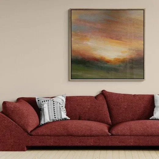 Sunset Descent abstract sunset painting by Mary Burtenshaw