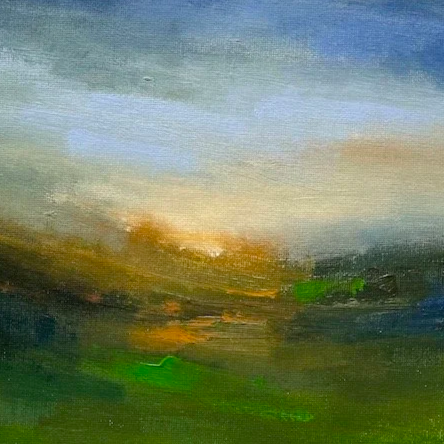 Abstract landscape painting close up showing all the texture and brushstrokes