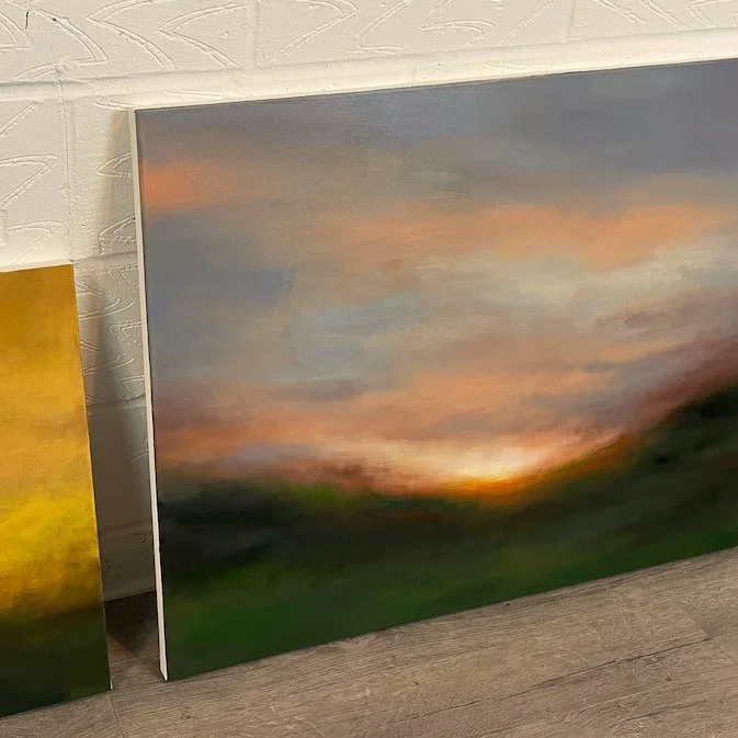 Landscape canvas paintings by mary Burtenshaw_Twilight Drift and Hauting Shadows.JPG