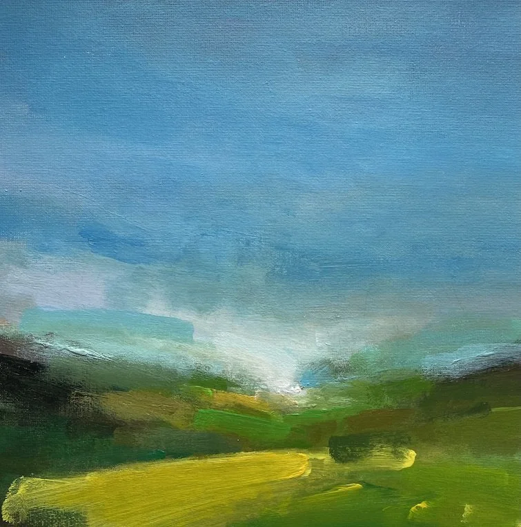 Abstract landscape painting by Mary burtenshaw_Springfields.JPG