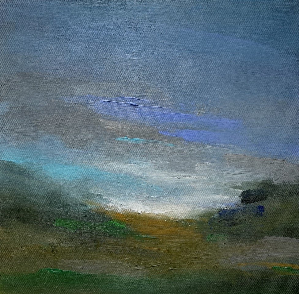 Abstract landscape painting by Mary Burtenshaw_Twilight Clouds_27.5 x 27 cms.JPG